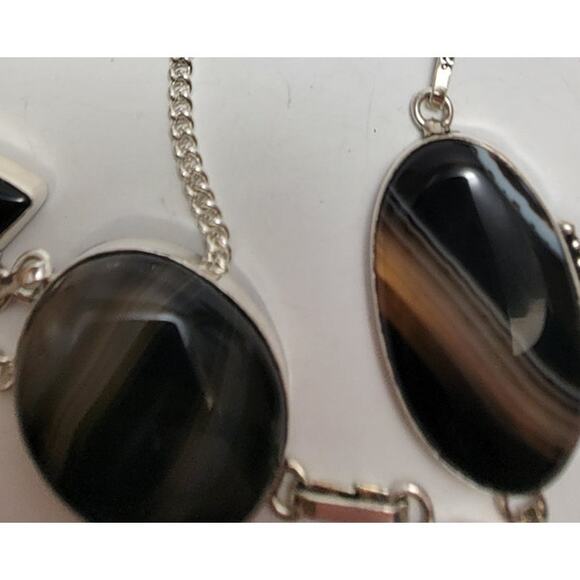 Striking Black Agate Necklace - Sterling Silver Statement Jewelry - Picture 8 of 10
